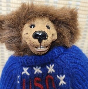 Kimbearly's Originals Resin Face Leather Tag Numbered Soft Body Teddy Bear Hero